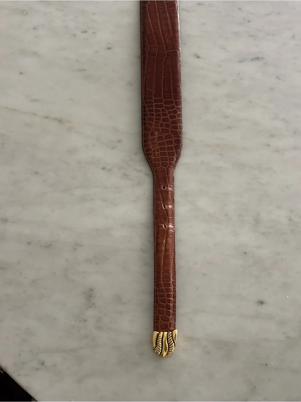 Vintage Vicenza Brown Leather Belt with Gold Hardware